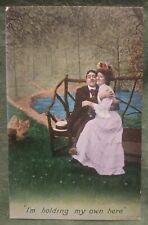 Postcard Lovers Embrace I'm Holding My Own Here Bamforth 1909 picture