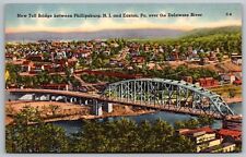 New Toll Bridge Phillipsburg New Jersey Easton Penn PA Delaware River Postcard picture