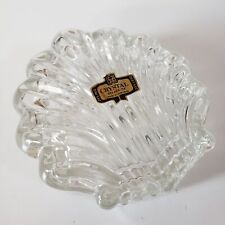 Vintage Zajecar 24% Lead Crystal Scallop Shell Box with Lid Made in Yugoslavia picture