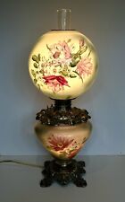 Antique B & H 1890’s Victorian Hand Painted Kerosene Oil Lamp GWTW COMPLETE picture