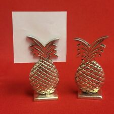Vintage Brass Pineapple Place Card Holder Silver Tone Set of 2 picture