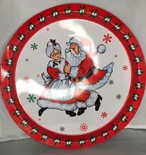 Vintage Tin Serving Tray Mr. & Mrs Santa Claus Dancing Giftco New Design 12.5 in picture