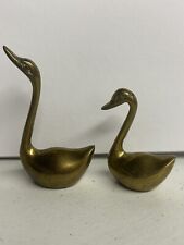 Mid Century Solid Brass Small Swans Set of 2 Large one 4