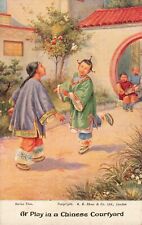 At Play in a Chinese Courtyard China A.B. Shaw Series c1910 Postcard picture