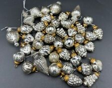 Large Lot Of 42 Mini  Mercury Glass Kugel Vintage Style Ornaments In Silver picture
