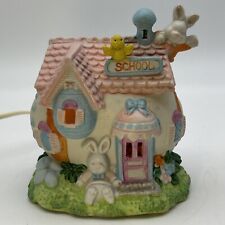 Vintage Porcelain Easter Bunny Rabbit Light Up Village Egg House School 5