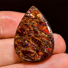 37.60Cts. 100% Natural Flashy Canadian Ammolite Pear Cabochon Loose Gemstone picture