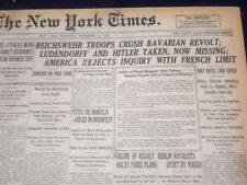 1923 DECEMBER 10 NEW YORK TIMES- REICHSNEHR TROOPS CRUSH BAVARIAN REVOLT-NT 9218 picture