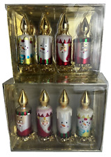 Set of 8 Vtg? Blown Glass Candle Clip On Holiday Christmas Tree Ornaments READ picture
