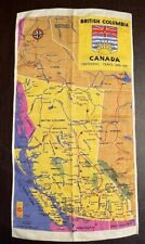 Vintage 1966 British Columbia Map Linen Tea Towel-16.5