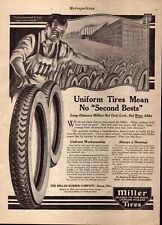 1919 Miller Tires Print Ad Factory Worker Uniform Workmanship picture