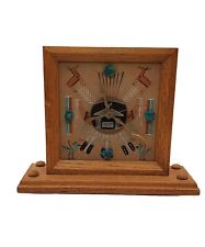 South West Native American Sand Art Painting Decorative Clock Terquoise Gemstone picture