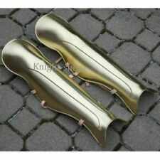 Medieval Greek Golden Leg Guard Armor Greaves Battle Plate Steel Legs Protection picture