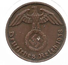 Rare Old WWII COPPER German War 1938-D WW2 Germany Military Collection Coin i65 picture