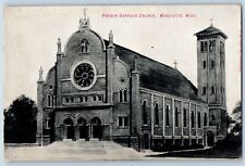 Marquette Michigan MI Postcard French Catholic Church Exterior  c1910's Antique picture