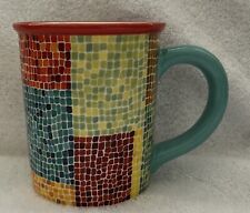 Starbucks Barista Mug 2002 Mosaic Multi-Colored Tiles with Teal Handle picture