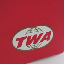 Vintage TWA Airline Red Vinyl Suitcase Small Cabin Case Carry On picture