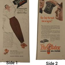 Haggar Mens Fashion / Purolator Filter Muck - 1950 Original Retro Vtg PRINT AD picture
