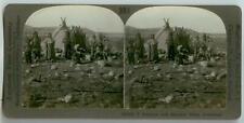c1910s Greenland Eskimo Indians and native tents stereo photo picture