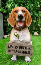 Ebros Beagle Welcome Greeter With Jingle Collar Sign Statue 12