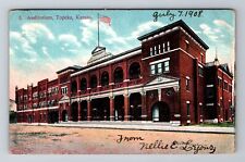 Topeka KS-Kansas, Auditorium, Antique c1908 Vintage Souvenir Postcard picture