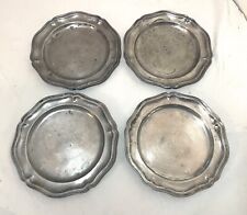 lot 4 rare antique 18th century forged pewter Multi reed European dinner plate picture