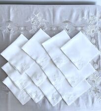 Madeira White Linen Tablecloth 12 Napkins Embroidered Lace Mums Grapes 102 X 70 picture