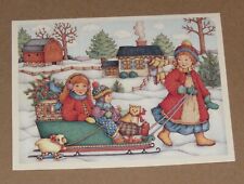 Lisa Blowers Art ... Holiday Sleigh Ride ... 1996 Lang Christmas Cards 4ct picture