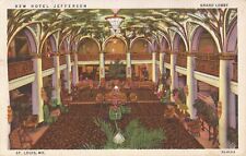 St. Louis, MISSOURI - Hotel Jefferson - Lobby - 1943 - FREE MILITARY MAIL picture