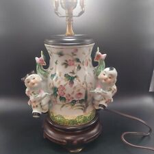 Rare & Unique Chinese Antique Famille Rose Porcelain Wall Vase Lamp | Boy Girl picture