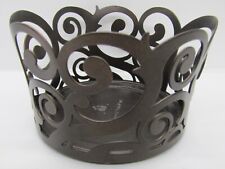 Partylite Metal Bronze scrolled Large Jar Candleholder Brown 2013. picture