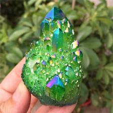 AAA Natural Green Aura Titanium Crystal Quartz Cluster VUG Specimen Healing 50g picture