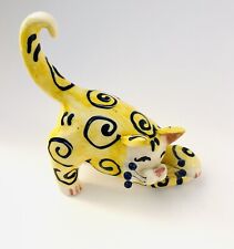 Rare Amy Lacombe Tween Yellow Playful Kitty Blue Cat Swirl Estate Custom Design picture