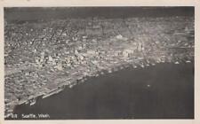 Vintage RPPC Port of Seattle and Downtown Aerial View Real Photo Postcard picture