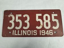 Vintage 1946 Illinois Soybean Fiberboard License Plate Dark Red & White picture