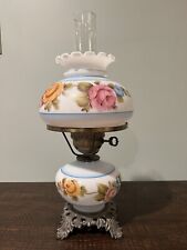 Vintage Underwriter Laboratories GWTW Hurricane Hand Painted Rose Table Lamp picture