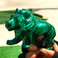 298G Natural glossy Malachite Crystal  Handcarved lion mineral sample heling picture