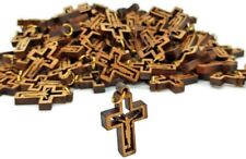 Lot 50 carved Jesus Olive Wood Cross Hand Made Holy Land Jerusalem For Necklace  picture