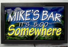LARGE LED IT'S 5'OCLOCK SOMEWHERE PERSONALIZED CUSTOM BAR SIGN picture