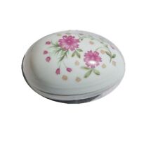 Vintage Trinknet Box Egg  Shape Porcelain Floral Trinket Jewelry Box picture