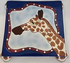 VTG SWAK Hager The Giraffe Footed Trivet Ceramic Safari Decor Signed 6.5