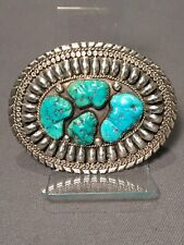 Stunning Silver & Turquoise Western Belt Buckle picture