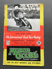 1953 Motor Cycle Road Race Meeting Blandford Dorset Programme picture