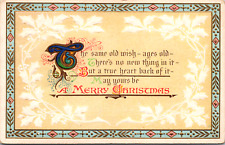 Vintage C. 1910 Embossed A Merry Christmas Poem Postcard J.J. Marks picture