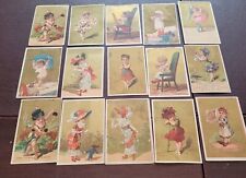 Antique Victorian Children's Gold Tone CARDs. LOT of 15 Beautiful Group 3
