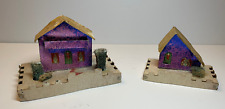 2 Vintage cardboard PUTZ HOUSES with purple color Mica  Made in Japan picture