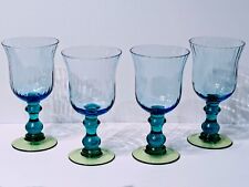 Vintage Anthropologie Galleria LIMITED EDITION Blue Green Fluted Glass Goblets picture