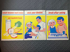 3 Vintage 1964 American Dental Association Posters ADA 13”x18”Teeth Dentist picture