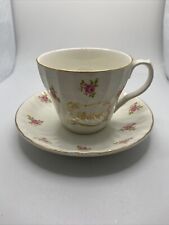 Vintage Ainsley white with pink flowers Tea Cup and Saucer Mother Gold gilt picture