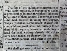 1839 Amistad Slave Death - Runaway Slave In North Returns To South - Newspaper picture